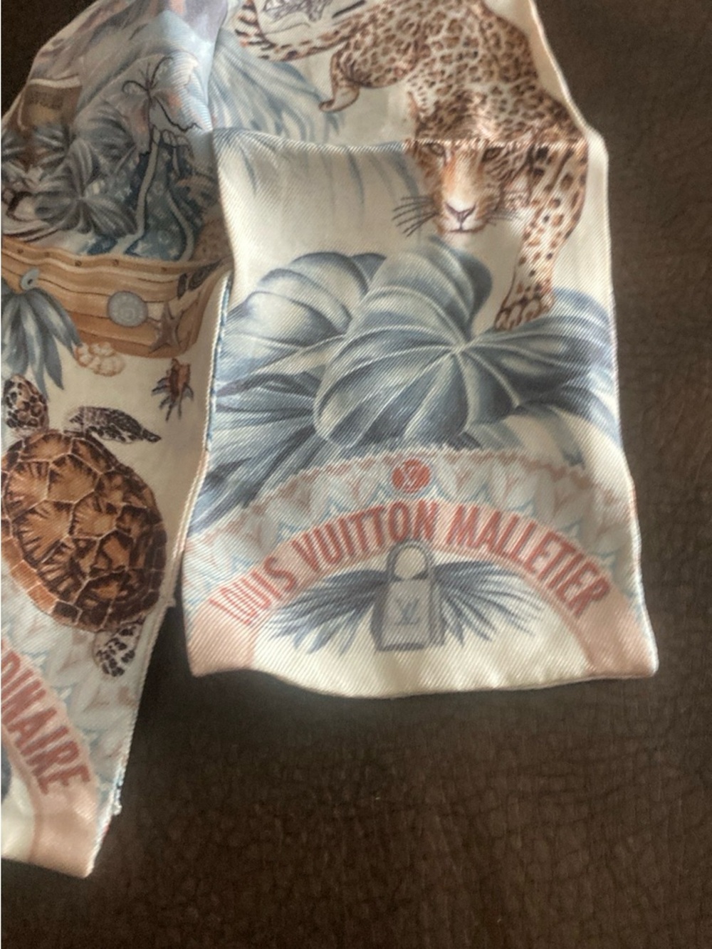 Louis Vuitton Tropical Print Silk Scarf - Blue, Cream & Brown
